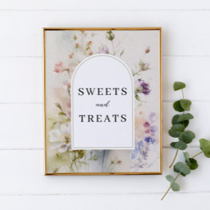 Poster Sweets & Treats Rustic Watercolor Sinal de Flores