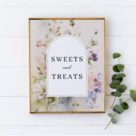 Poster Sweets & Treats Rustic Watercolor Sinal de Flores
