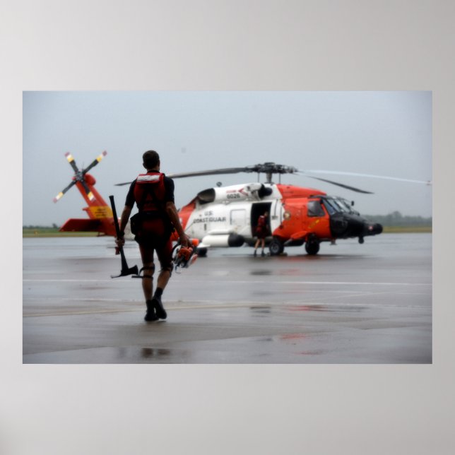 Poster Swimmer de salvamento da Guarda costeira e MH-60 J (Frente)
