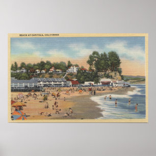 Póster Swimmers & Sunbathers on the Beach