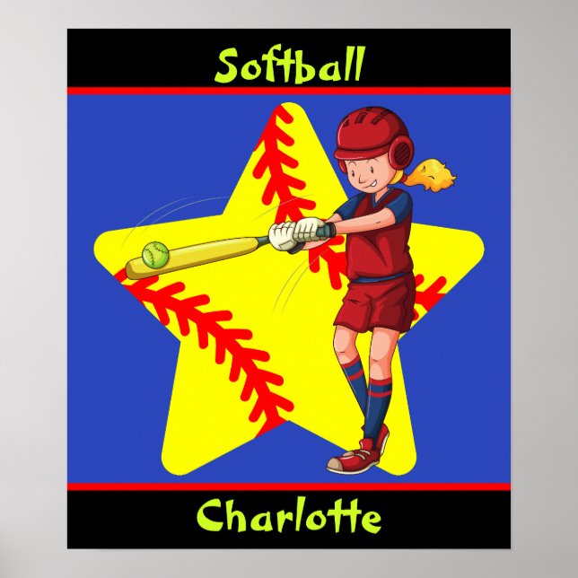 Poster Swing de Bateria de Estrela de Girls de Softball P (Frente)