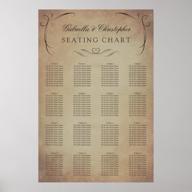 Poster Swirly Vintage | Gráfico 16 Mesas (Frente)