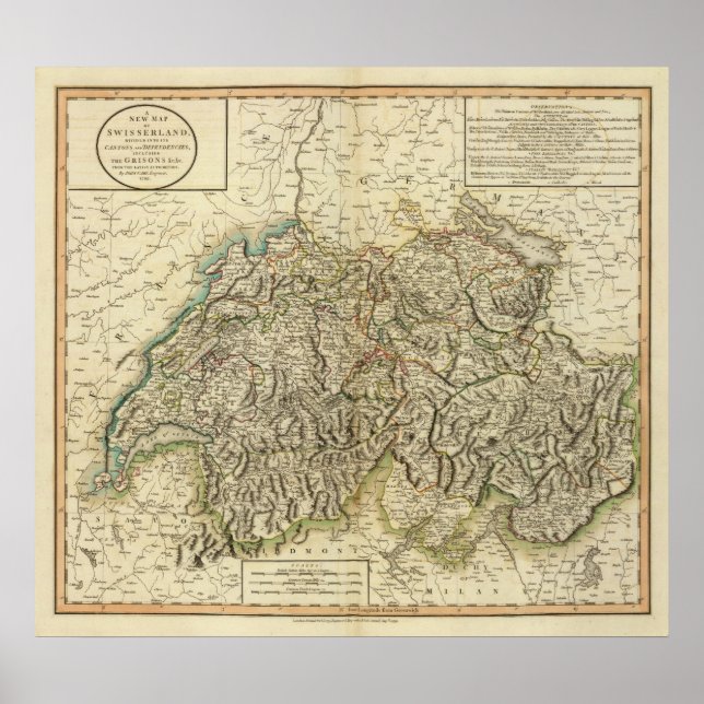 Póster Swisserland - Mapa do Atlas de Suiça (Frente)