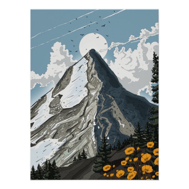 Póster Switzerland Snow Capped Mountain (Frente)