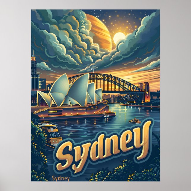 Poster Sydney at Night: Elegância na Ópera House (Frente)