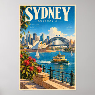Poster Sydney Austrália Harbour Bridge Casa da Ópera Viag