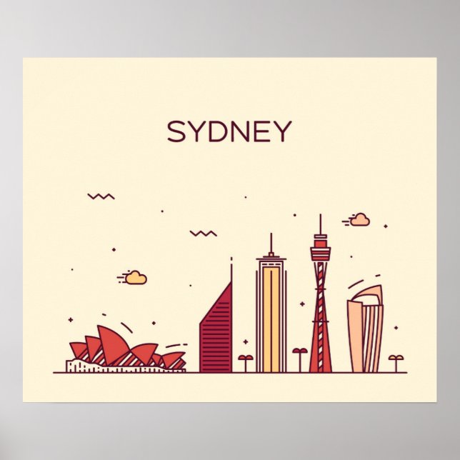 Poster Sydney, Austrália | Linha do Sul (Frente)