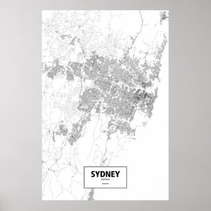 Póster Sydney, Austrália (preto no branco)