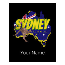 Sydney Austrália Retro Kangaroo E Flag Vintage