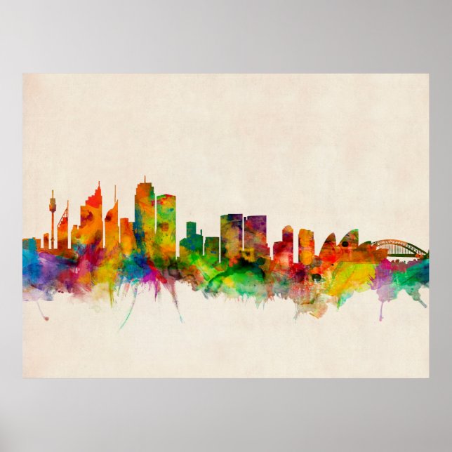 Póster Sydney Austrália Skyline Cityscape (Frente)