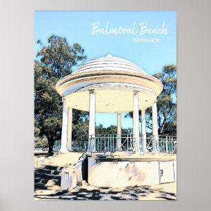Poster Sydney Balmoral Beach, branco Rotunda