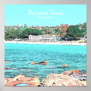 Poster Sydney Balmoral Beach retro Bathers Pavillion
