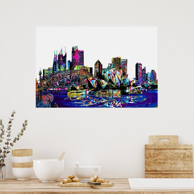 Póster Sydney em grafite (Cozinha)