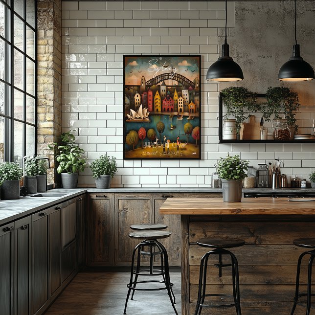 Póster Sydney: Harbour City - Whimsical Art (Criador carregado)