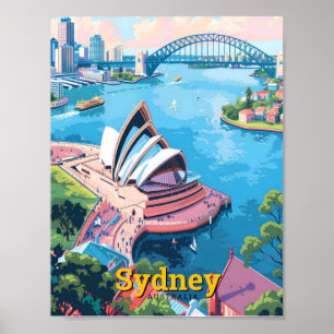 Poster Sydney Opera Austrália - Viagens vintage de Arte