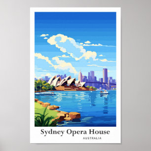 Poster Sydney Opera House Austrália Viagem Art Vintage