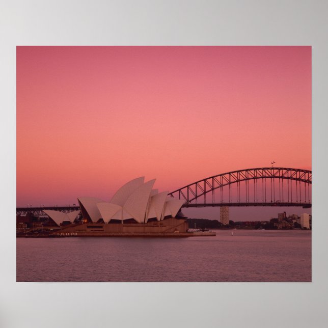 Poster Sydney Opera House e Harbor, Novo Sul (Frente)