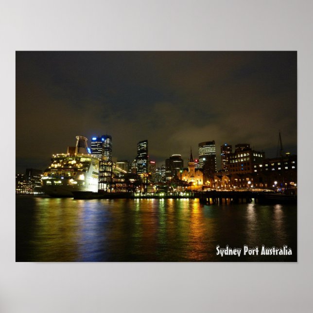 Poster Sydney Port Austrália/Night Sky (Frente)