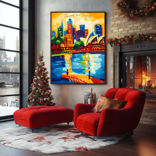 Poster Sydney Skyline com Casa de Ópera Abstrata Fauvista
