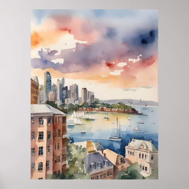 Poster Sydney watercolor art (Frente)