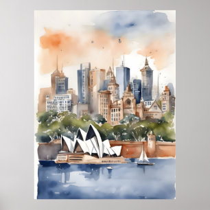 Poster Sydney watercolor art