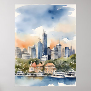 Poster Sydney watercolor art
