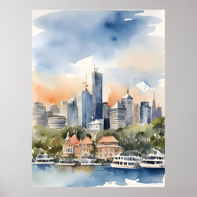 Poster Sydney watercolor art (Frente)