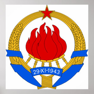 Poster Symbnol oficial da heráldica de Jugoslávia da