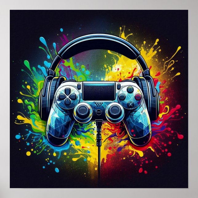 Poster Symphony of Pixels & Sound: Vibrant Gaming Art (Frente)