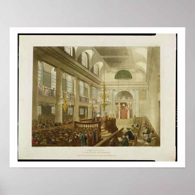 Poster Synagogue, Dukes Place, Houndsditch, de Ackerman (Frente)