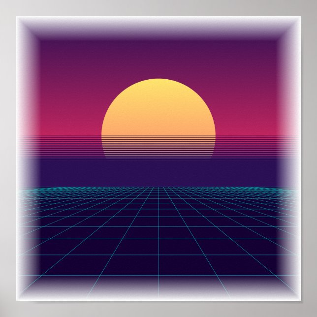 Poster Synthwave Grid - Estética Retrowave dos Anos 80 (Frente)