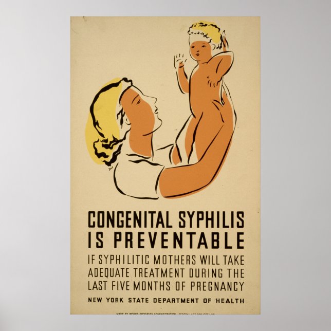 Póster Syphilis Preventable Vintage 1939 WPA Health (Frente)