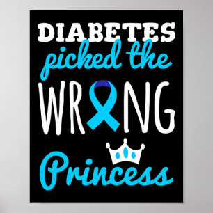 Poster T1d Consciência Princesa Meninas Diabetes Awa