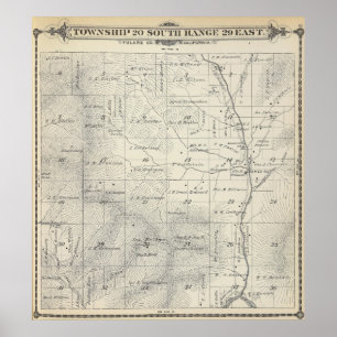Poster T20S R29E Tulare County Section Map