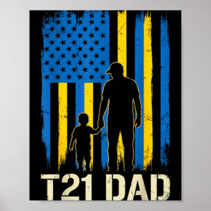 Poster T21 pai silhueta da bandeira americana síndrome de