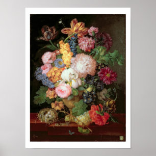 Poster T30763 A Still Life of Flowers and Fruit (panel)