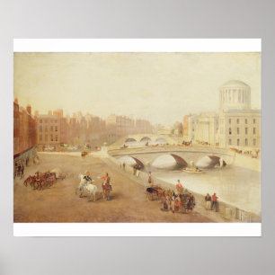 Póster T34018 o rio Liffey e as cortes de lei, Dublin