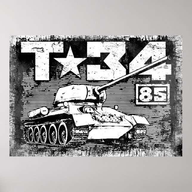 Poster T-34-85 Tanque médio soviético (Frente)