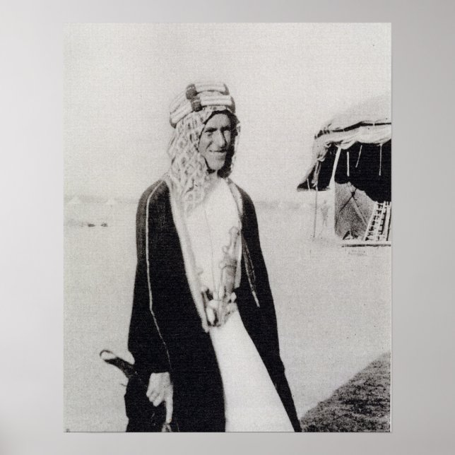 Póster T. E. Lawrence no Vestido Árabe (foto da p.b.) (Frente)