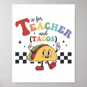 Poster T é para Professor e Tacos Engraçado Volta às Aula