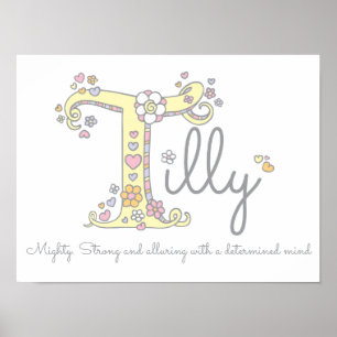 Poster T para Tilly monograma — letra de arte