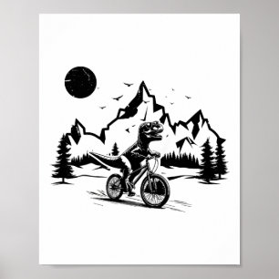 Poster T-Rex Andando de Bicicleta Ciclismo Vintage T Rex