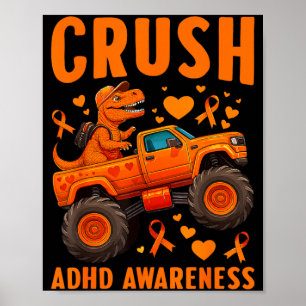 Poster T-Rex Caminhão Monstro Consciencialização TDAH Pai
