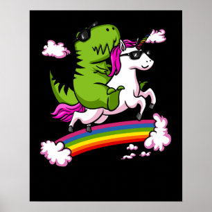 Poster T-Rex Dinossaur Andando Arco-Íris Magnético