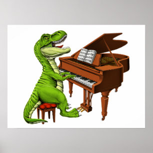 Poster T-Rex Dinossaur Pianista