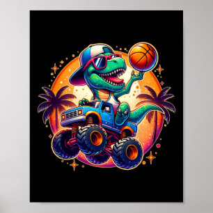 Poster T-rex Dinossauro Engraçado Esqueleto Jogador Crian