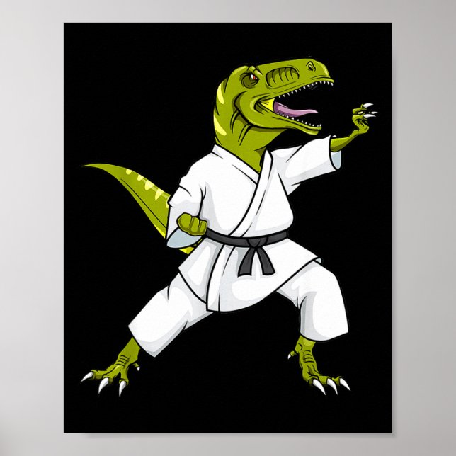 Poster T-rex Dinossauro Karate Samurai D Engraçado Karate (Frente)