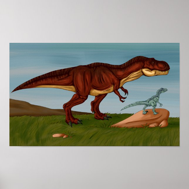Poster T-Rex e Velociraptor (Frente)