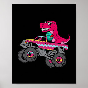 Poster T Rex Easter Bunny Engraçado Dinossauro Boys Baske