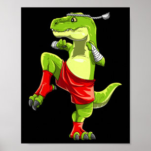 Poster T-rex engraçado de Muay Thai - Boxe Tailandês 